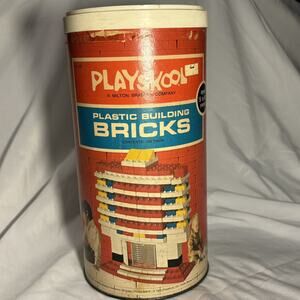 Vintage 1970 PLAYSKOOL Plastic Building Blocks Bricks Milton Bradley